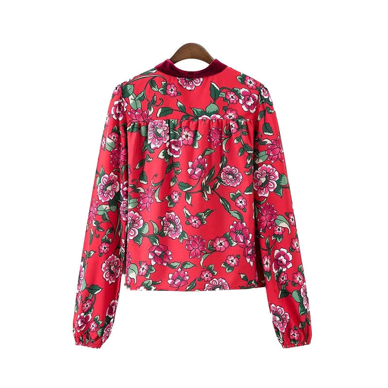 RED FLORAL BOW TOP